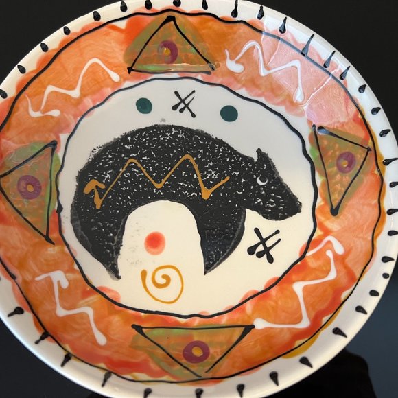 Funky and Fun Hand Painted Artables 3 PC Pasta Serving Bowl and Pasta Bowls - Picture 8 of 9